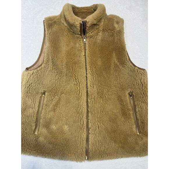 J. Crew Plush Fleece Excursion Vest in Camel Womens XL - Picture 1 of 9